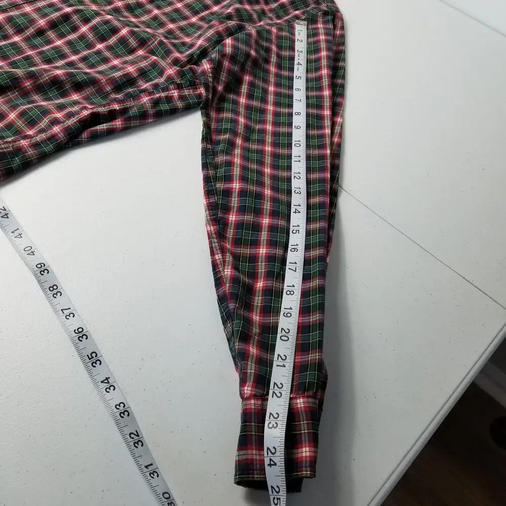 J. Crew Blue Green Red Vintage Button Down Long Sleeve Shirt  Large